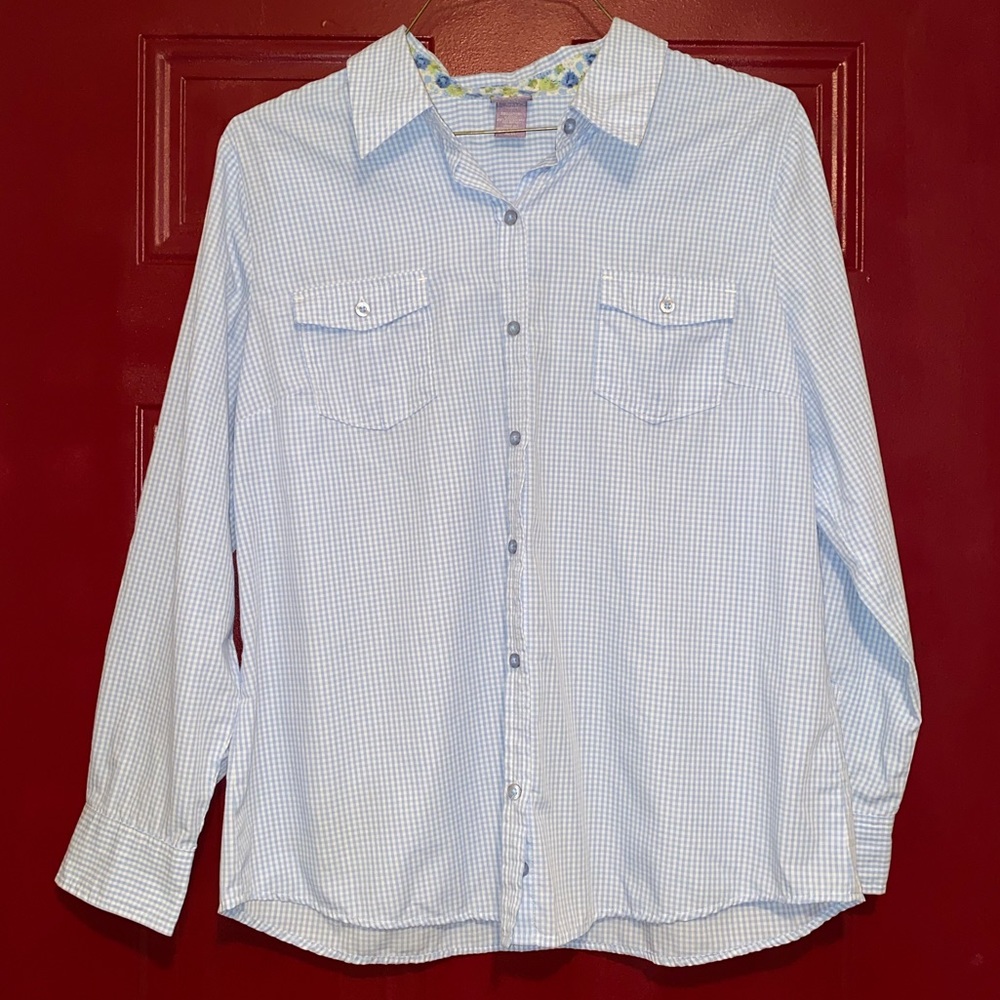 Laura Scott Gingham Button Down Shirt Size Women’s Extra Large